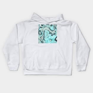 abstract marble pattern turquoise aqua blue swirls Kids Hoodie